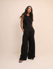 Black Draped Sleeveless Top