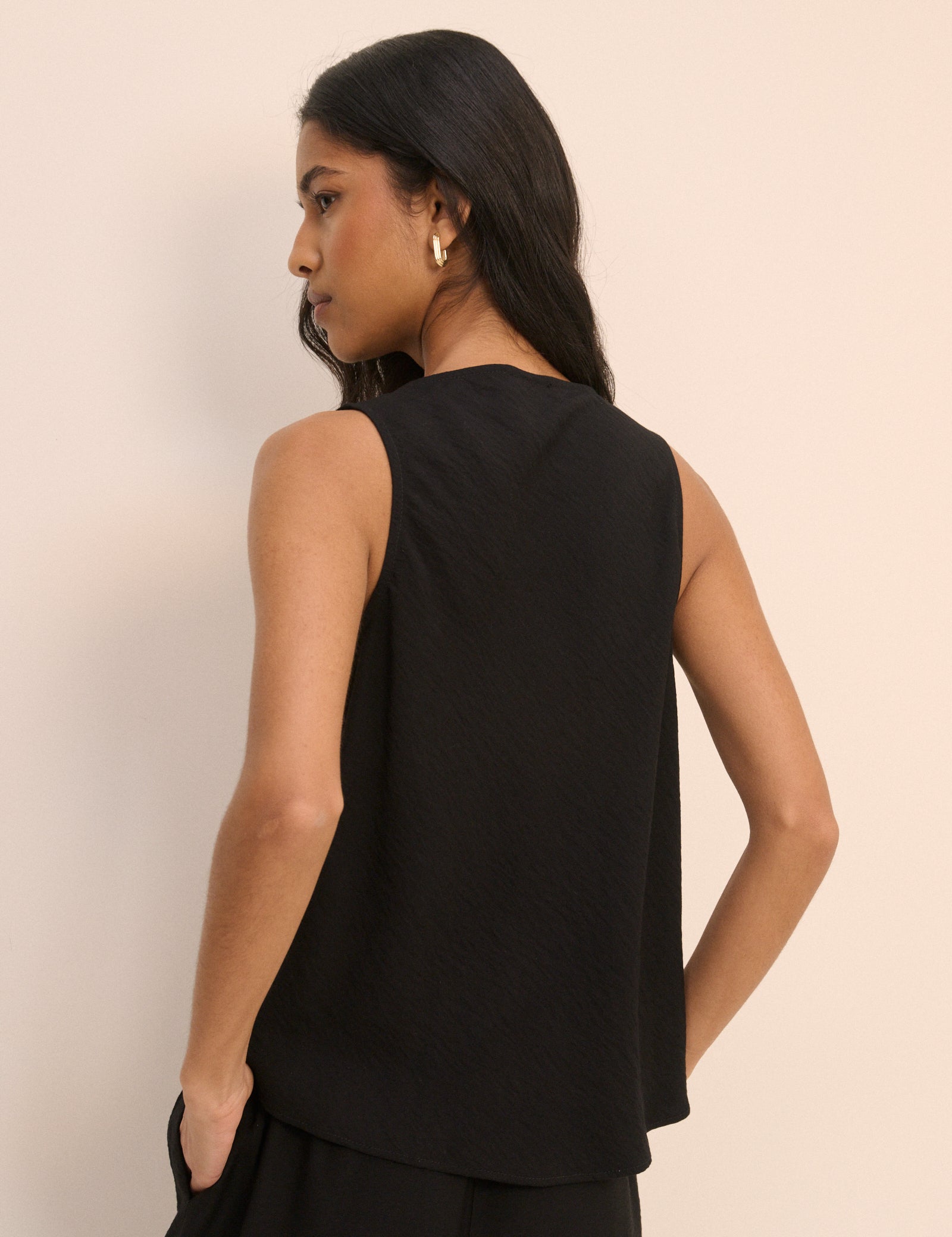 Black Draped Sleeveless Top
