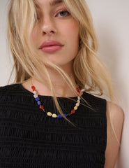 Black Shirred Henley Mini Dress