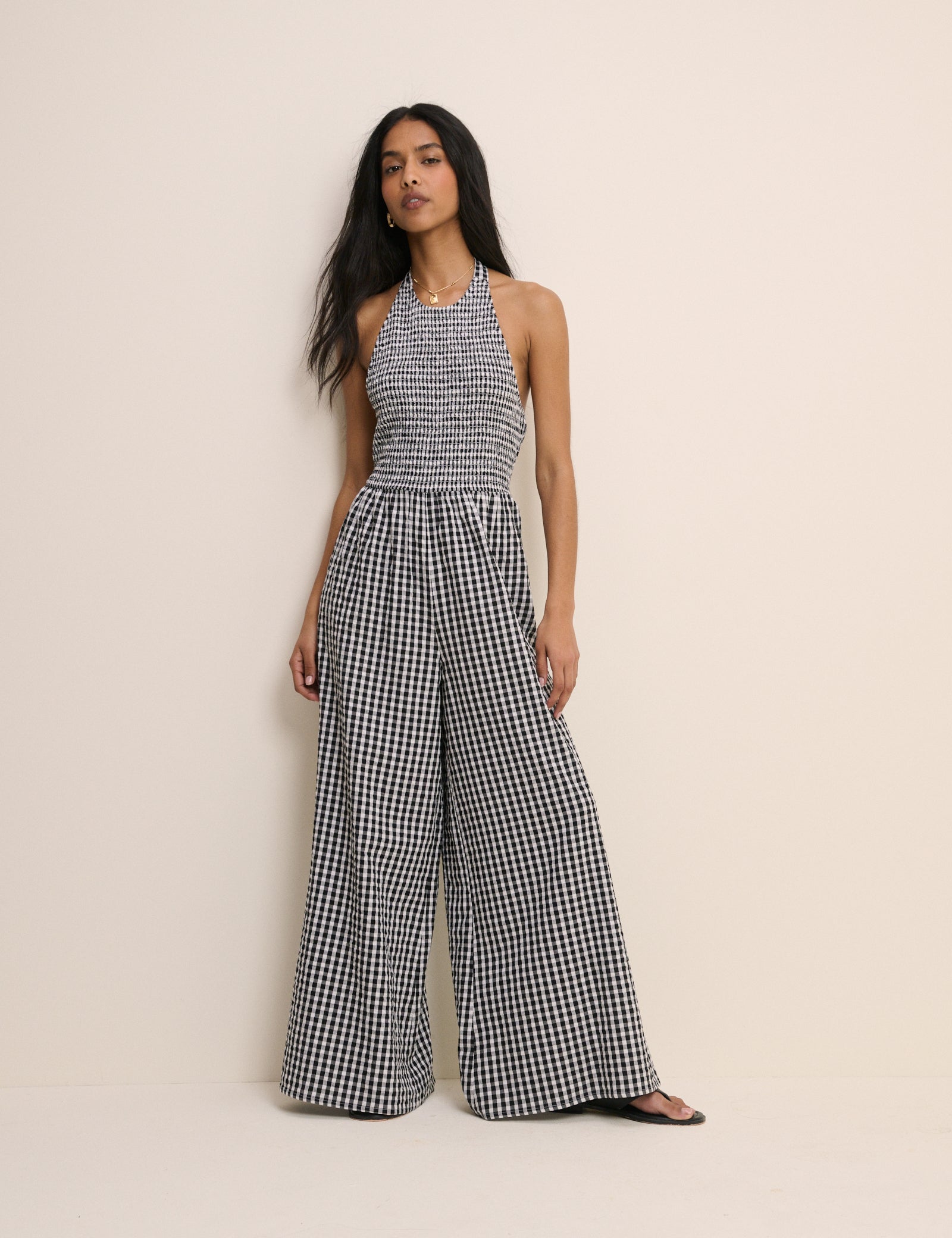 Black Gingham Halterneck Tizzy Jumpsuit