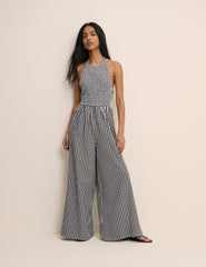 Black Gingham Halterneck Tizzy Jumpsuit