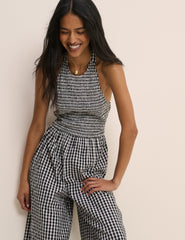 Black Gingham Halterneck Tizzy Jumpsuit