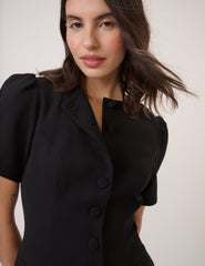Black Short Sleeve Tailored Mini Dress