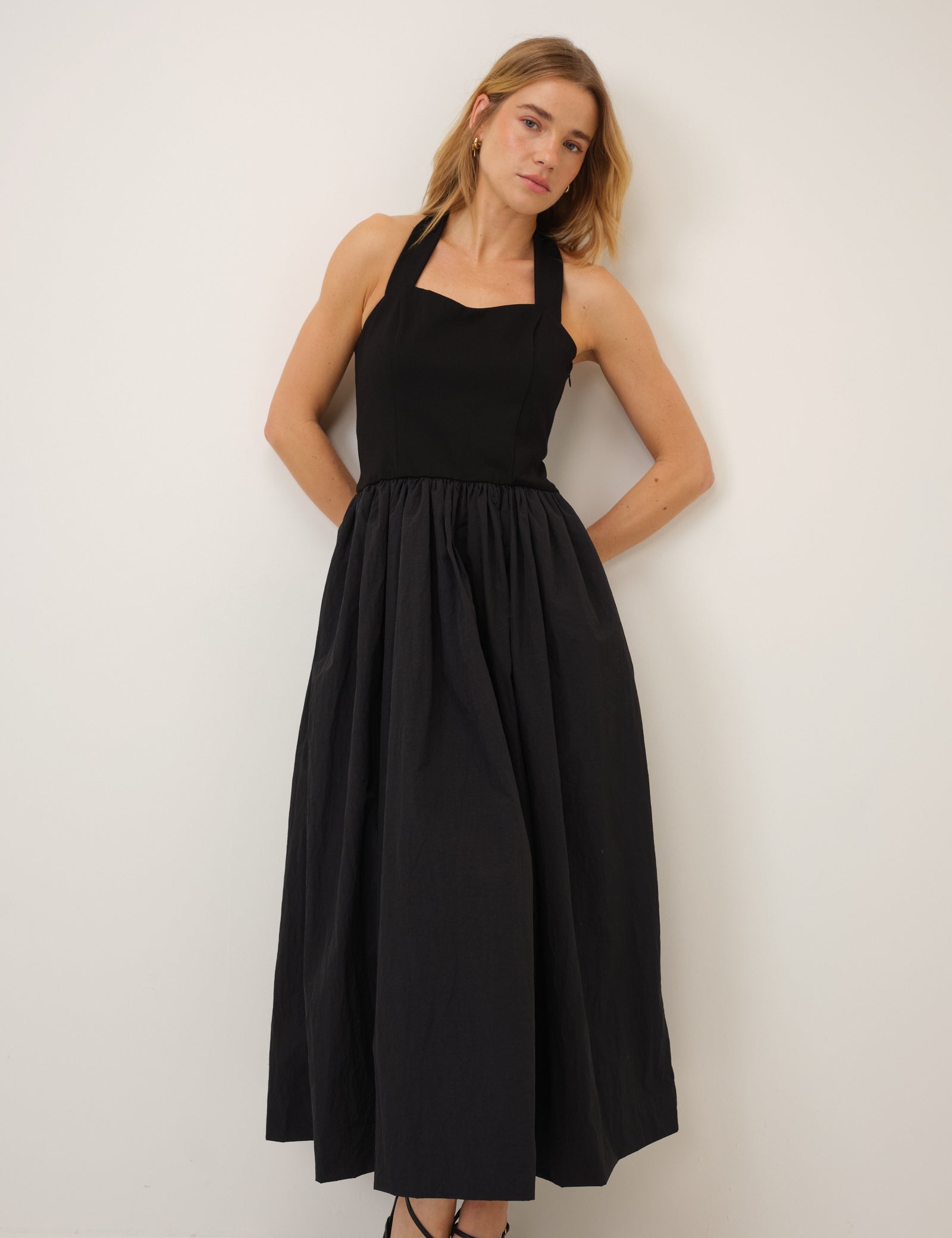 Black Halterneck Alba Midi Dress