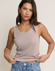 Beige Modal Scoop Neck Vest
