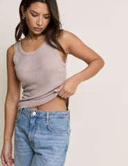 Beige Modal Scoop Neck Vest