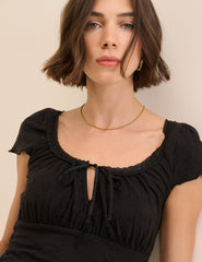 Black Broderie Milkmaid Jersey Top