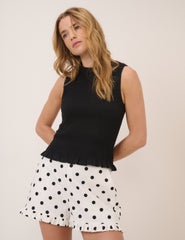 Black Shirred Bodice Top