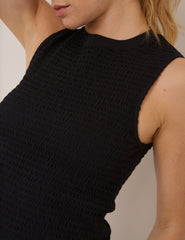Black Shirred Bodice Top