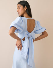 Baby Blue Puff Sleeve Zola Midi Dress