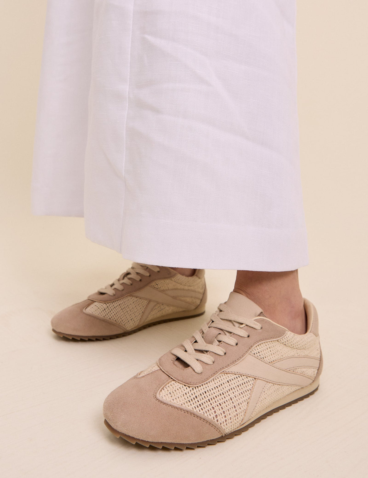 Beige and Cream Suede Trainers