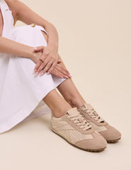 Beige and Cream Suede Trainers