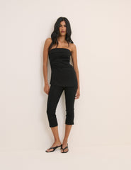 Black Jersey Ponte Longline Bandeau Top