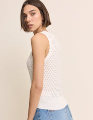 (HOLD) White Pointelle Cami with Neck Tie