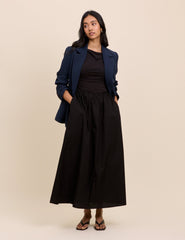 Black Draped Off Shoulder Beth Midi Dress