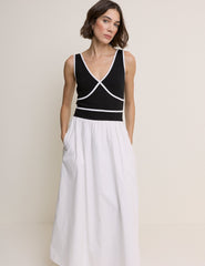 Black and White Jersey Kayla Midi Dress