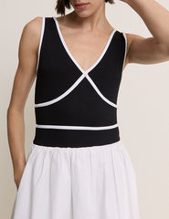 Black and White Jersey Kayla Midi Dress