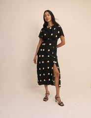 Black Polka Dot Cheryl Midi Dress