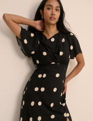 Black Polka Dot Cheryl Midi Dress