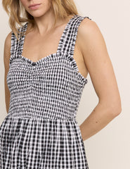 Black Gingham Shirred Tiered Darla Maxi Dress