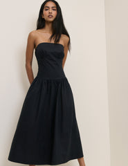 Black Panelled Bandeau Amana Midi Dress