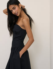 Black Panelled Bandeau Amana Midi Dress