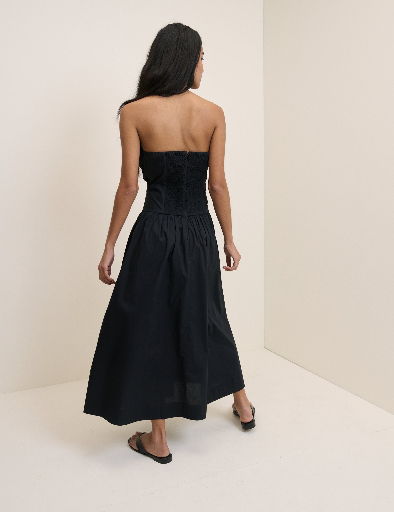 Black Panelled Bandeau Amana Midi Dress