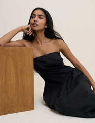 Black Panelled Bandeau Amana Midi Dress