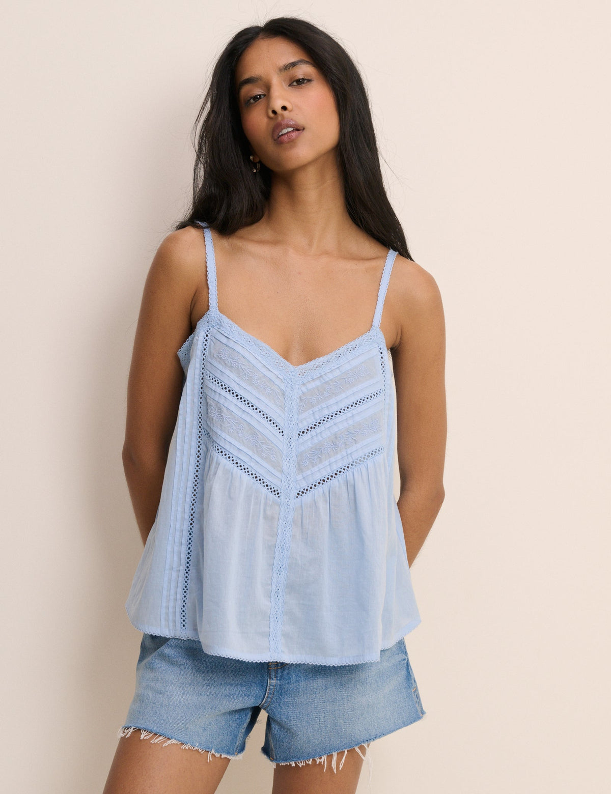 Baby Blue Embroidered Cami Top