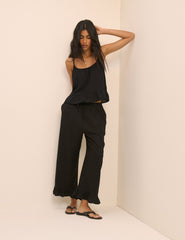 Black Linen-Blend Sia Top