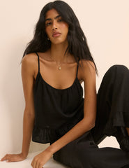 Black Linen-Blend Sia Top