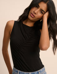 Black Sleeveless Ruched Top