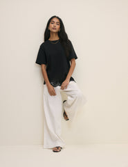 Black Asymmetric Lace Hem Top