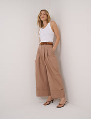 Beige High Waisted Trousers