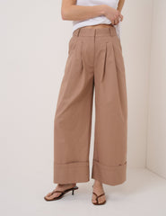 Beige High Waisted Trousers