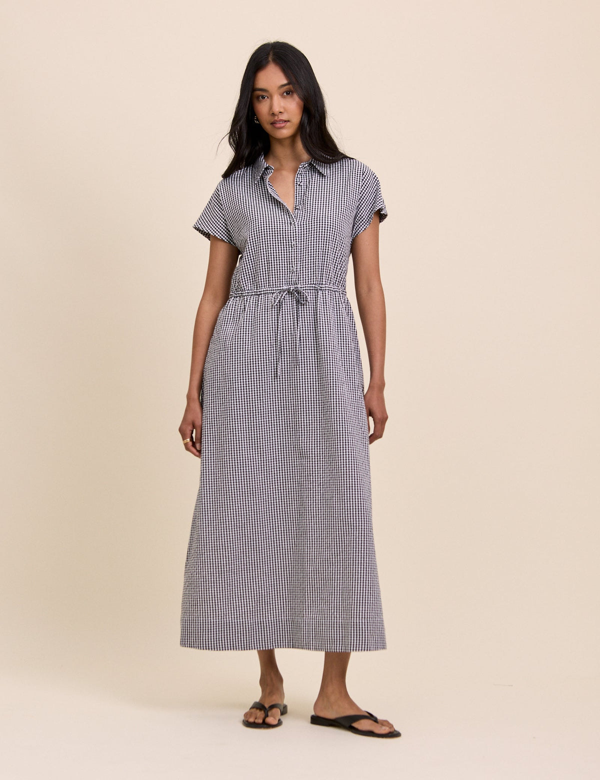 Black and White Gingham Mason Shirt Midi Dress