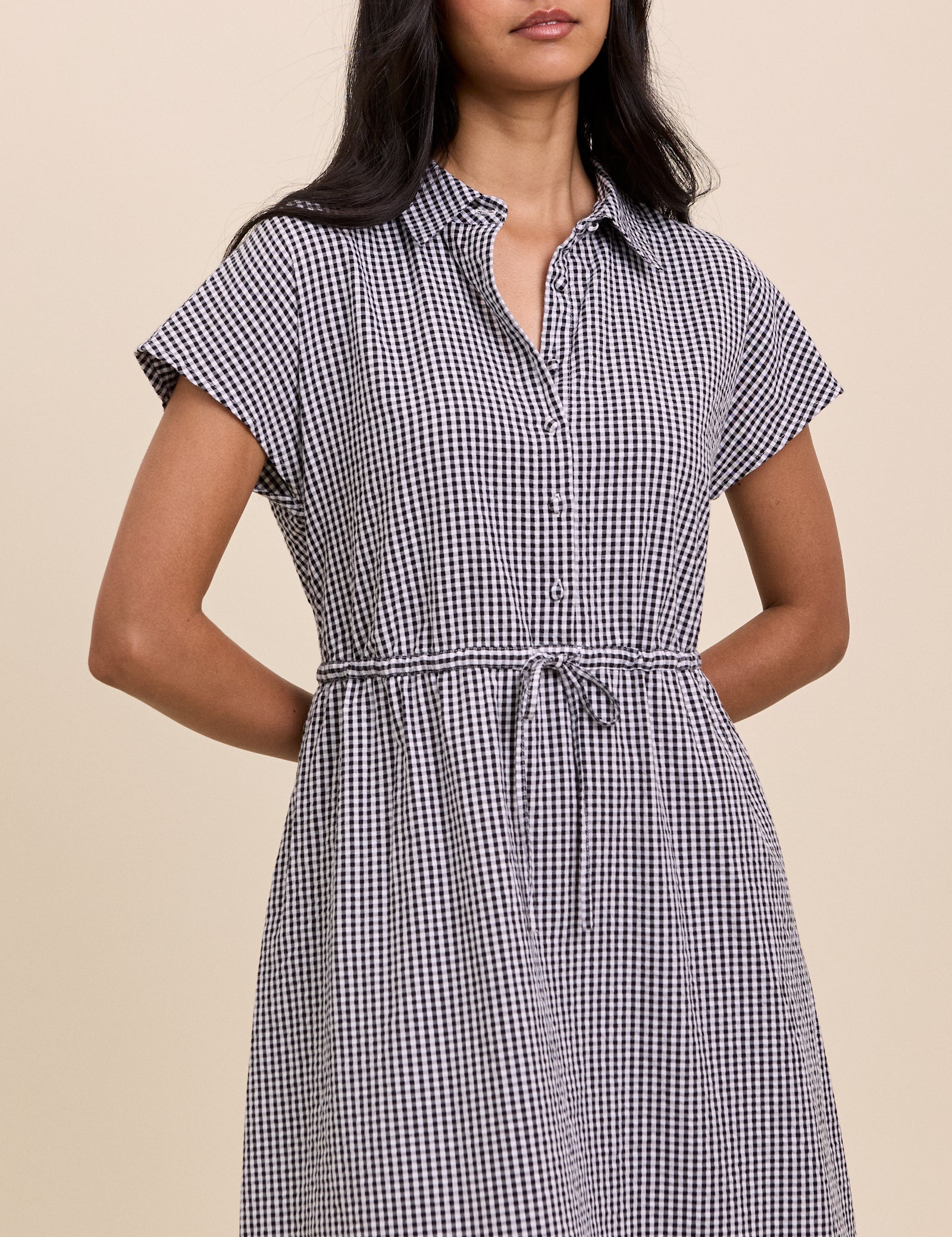 Black and White Gingham Mason Shirt Midi Dress