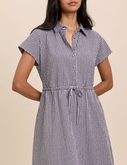 Black and White Gingham Mason Shirt Midi Dress