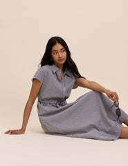 Black and White Gingham Mason Shirt Midi Dress