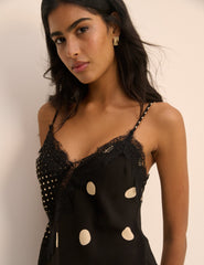 Black Polka Dot Lace Trim Cami