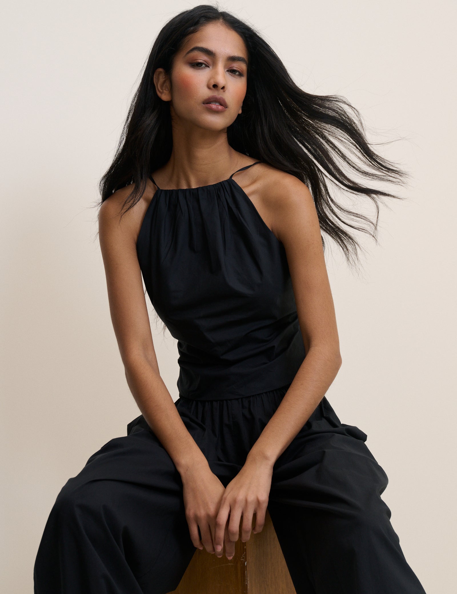 Black Halterneck Rowe Top