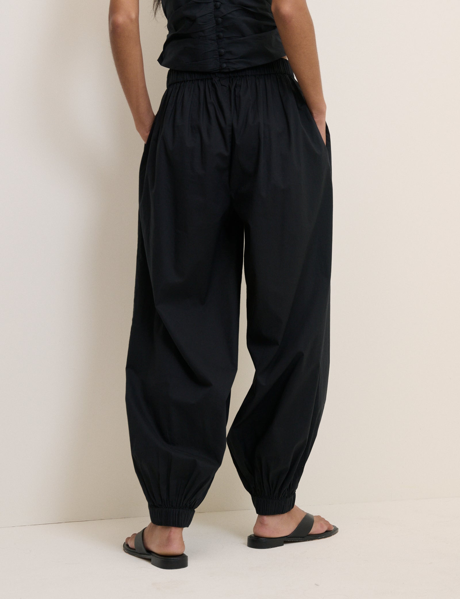 Black Cuffed Riley Trousers