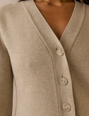 Beige V-Neck Waisted Cardigan