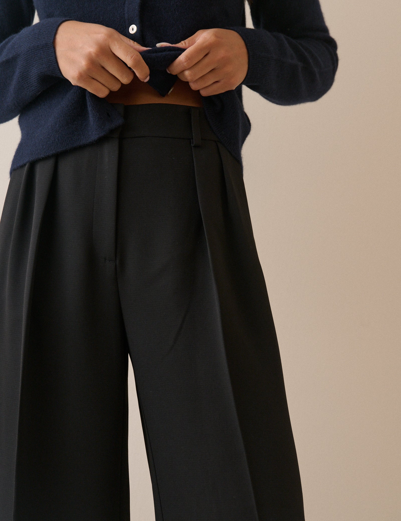 Black High Waisted Rue Wide Leg Trousers