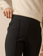 Black Pintuck Ponte Kick Flare Trousers