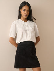 Black Cord Patch Pocket Mini Skirt