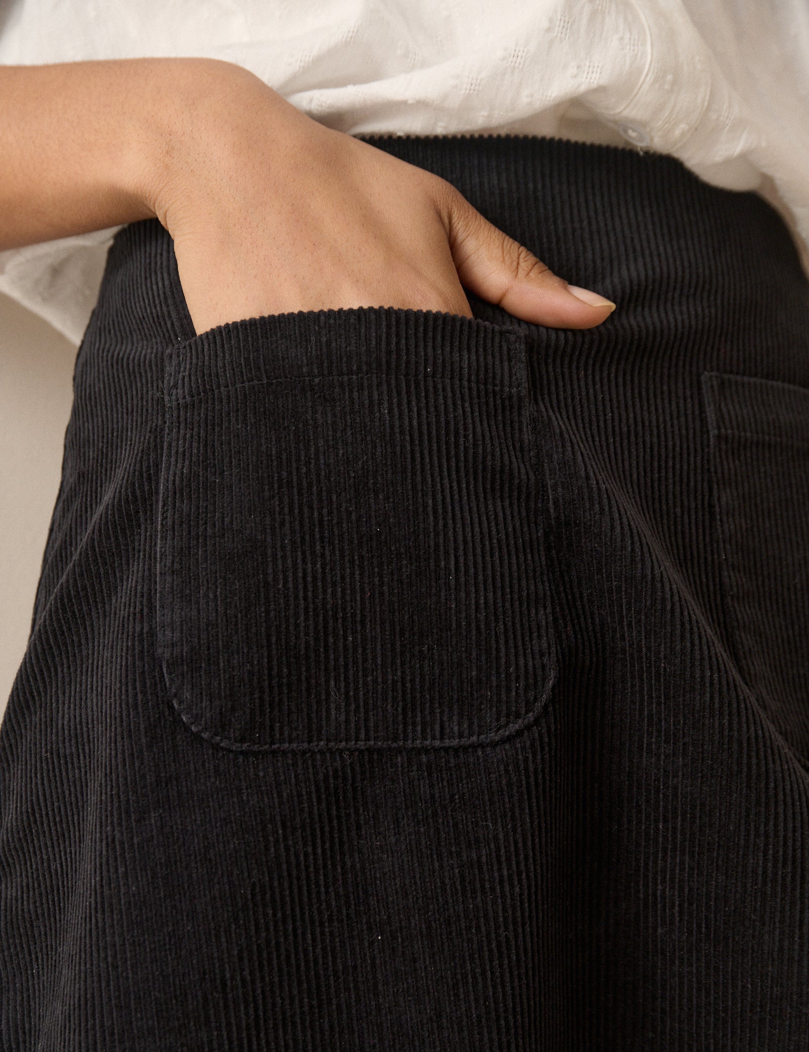 Black Cord Patch Pocket Mini Skirt