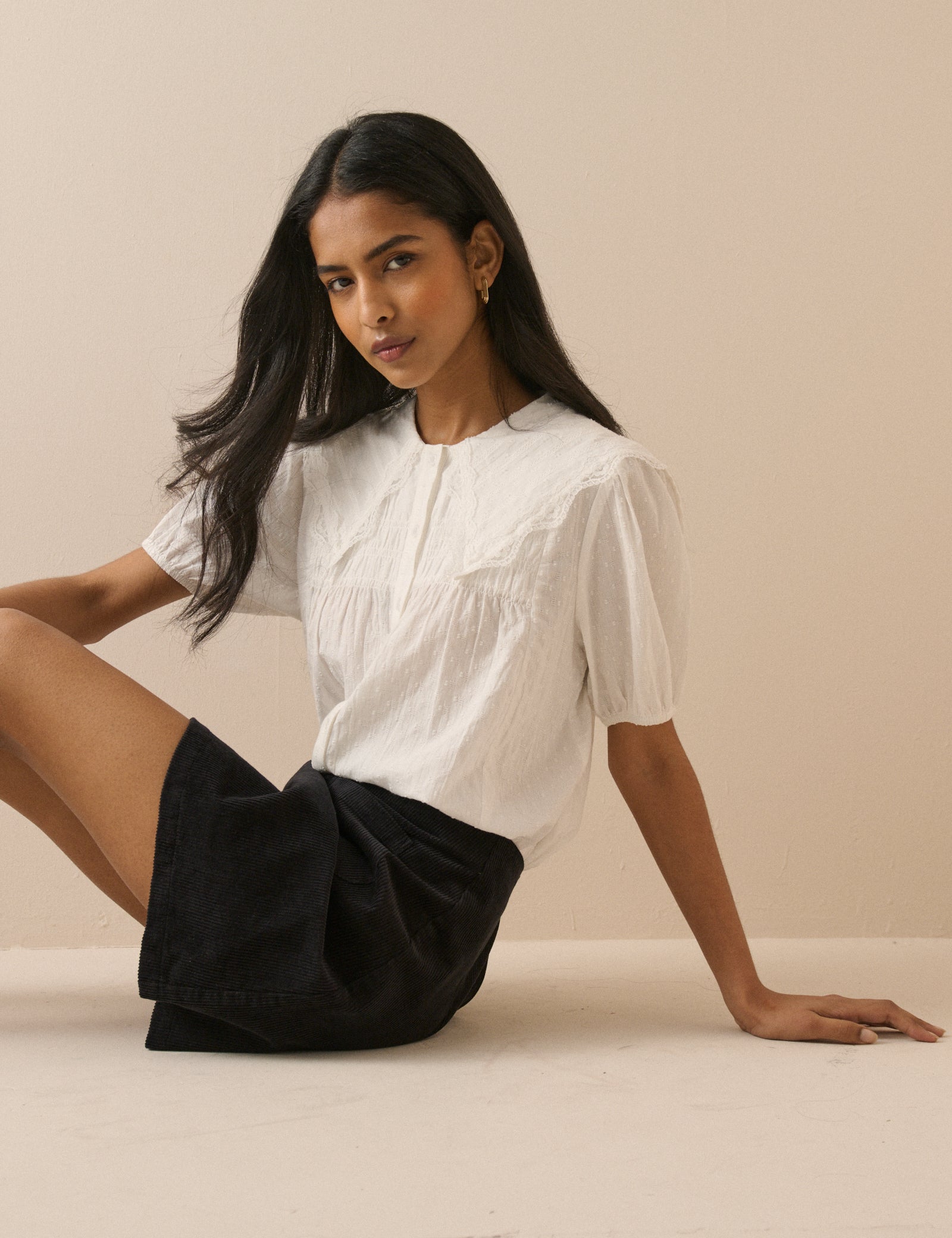 Black Cord Patch Pocket Mini Skirt
