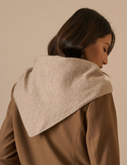 Beige Marle Wool-Blend Large Triangle Scarf
