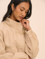 Beige Funnel Neck Addison Utility Jacket